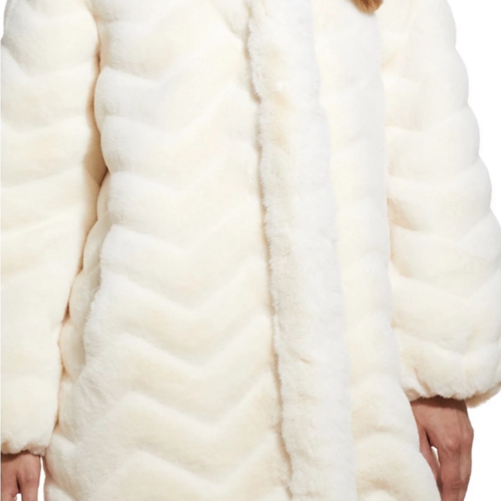 Elegant White Faux Fur Coat